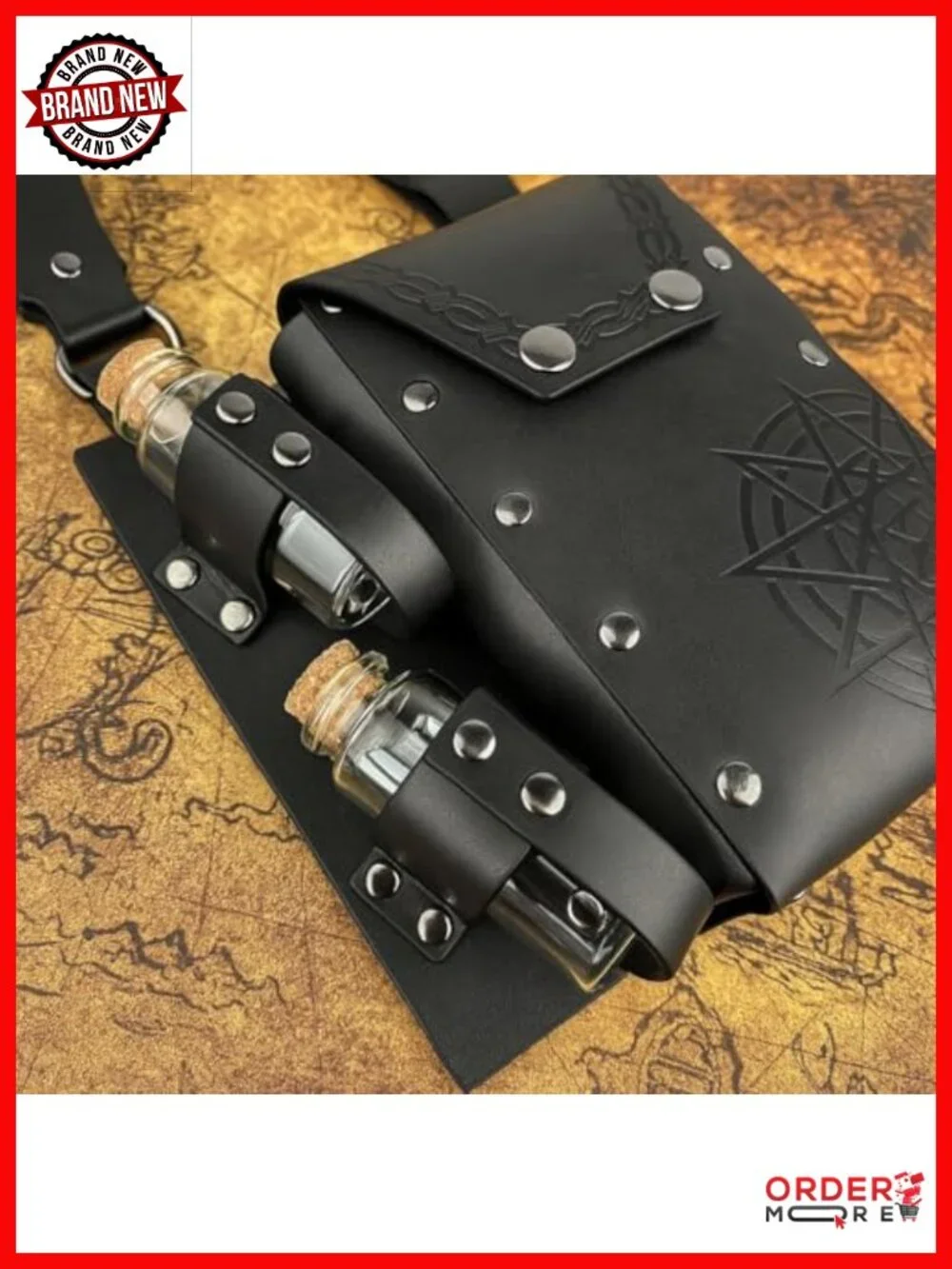 Viking Renaissance Belt Pouch Purse with Leather Bracers & Hook Strap Medieval
